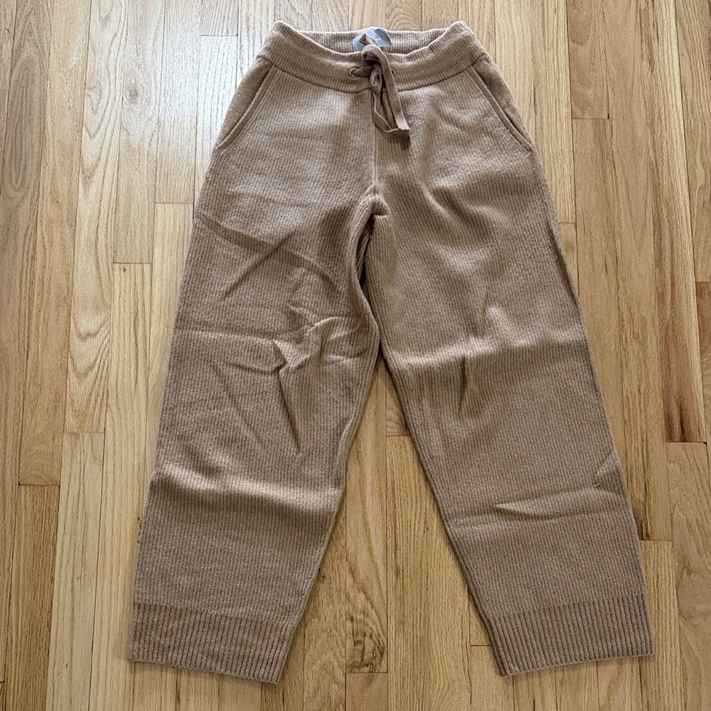 Everlane Camel Cozy Stretch Wool Yak Wide Leg Sweatpant Sz L
